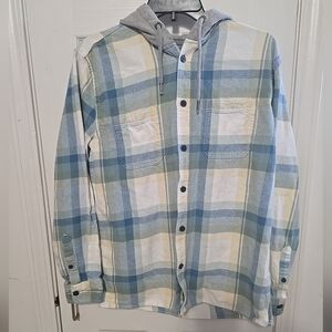 Aeropostale Hooded Plaid Long Sleeve Button Up Shirt Mens Size M